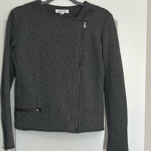 Athleta Gray Belvedere Quilted Asymmetrical Moto Jacket Zipper At Wrists Sz S